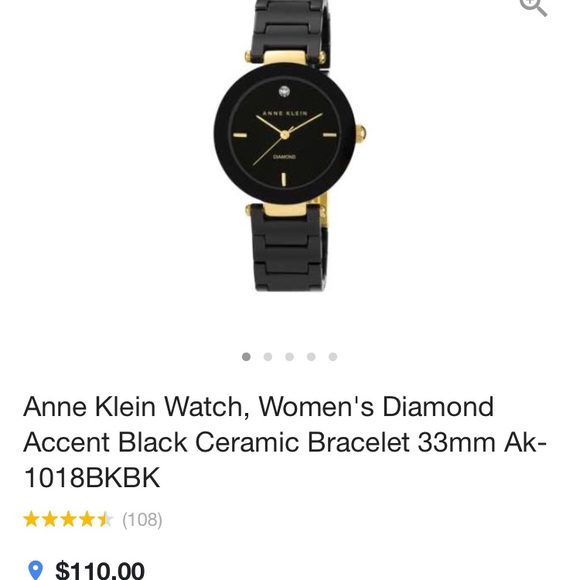 Anne Klein black and gold diamond watch - Picture 1 of 5